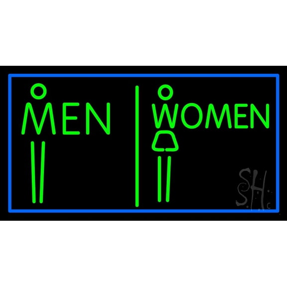 Men And Women Restroom LED Neon Sign 13 x 24 - inches, Clear Edge Cut Acrylic Backing, with Dimmer - Bright and Premium built indoor LED Neon Sign for Bar decor.