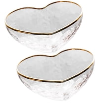 Topbathy Clear Glass Heart Bowl 2Pcs Transparent Multipurpose Food Storage Container