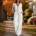 thumbnail image 6 of Cargo Jumpsuit for Women Long Sleeved Workwear Jumpsuit Buttoned Collar V Neck Long Sleeve One Piece Rompers Jumpsuit with Multiple Pockets, 6 of 8