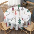 thumbnail image 3 of Multicolor Christmas Tree Pattern Round Tablecloth 60"x60",Wrinkle Wipeable Table Cloth for Kitchen Dining Room Picnic Patio Party, 3 of 6
