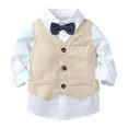 thumbnail image 3 of Yartina Baby Boy Clothes Toddler Boy Outfits 3Pcs Gentleman Party Suit Set Beige 12-18 Months, 3 of 7