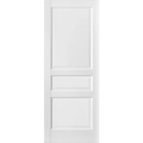 3-Panel Slab Barn Door | Lucia 31 White Silk | Sturdy Finished Wooden Kitchen Pantry Shaker Doors | Pocket Closet Sliding-42" x 84"