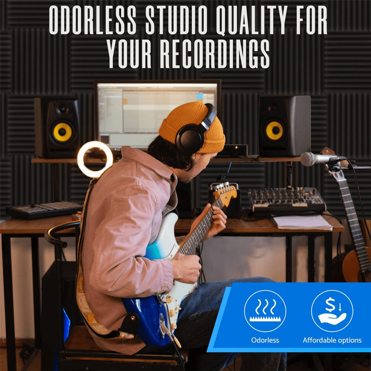 52 Pack Acoustic Foam Panels 1 X 12 X 12 Inches Sound Proof Foam Panels for Walls,Soundproof Wall Panels Acoustic Panels