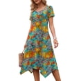 thumbnail image 4 of Fantaslook Short Sleeve Dresses for Women Floral Asymmetrical Hem Dress Summer Sundresses with Pockets, 4 of 9