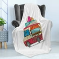 thumbnail image 4 of Truck Soft Flannel Fleece Throw Blanket, Ice Cream Truck Colorful Illustration Business Idea Cartoon Style Cutaway Vehicle, Cozy Plush for Indoor and Outdoor Use, 60" x 80", Multicolor, by Ambesonne, 4 of 5