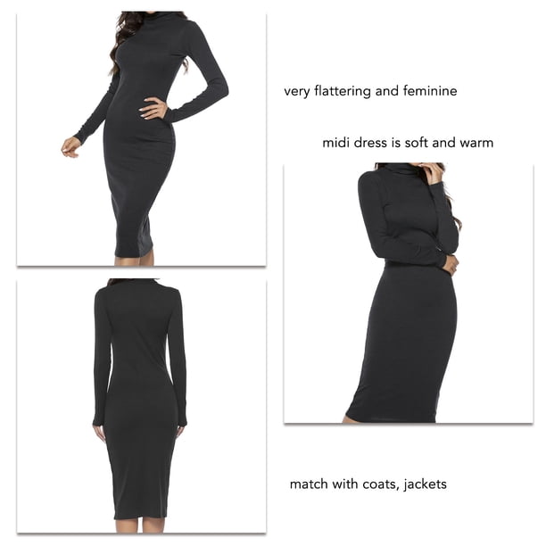 Vestido de suéter de cuello alto de punto de manga larga para mujer vestido elástico de color sólido suéter ajustado vestido delgado de moda para mujer para fiesta fecha y ANGGREK Otros