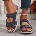 thumbnail image 5 of Wensltd Comfortable Wedge Sandals Women Summer Soft Soled Solid Color Casual Outdoor Beach Walking Comfort Slippers Dark Blue, 5 of 8