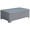 thumbnail image 1 of Furniture of America Condor Rattan Glass Top Patio Coffee Table in Gray, 1 of 6