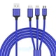 thumbnail image 1 of Cable USB Múltiple, Cable de Carga Universal de Nylon 3 en 1, iPhone, Micro USB, Tipo C, para Android Azul 1,2 m JM, 1 of 4