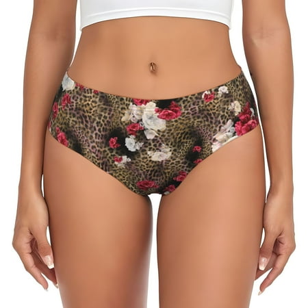 Womens Underwear - Leopard And Flowers No Show Seamless Underwear for Women  Soft Stretch Womens Panties  Hipster Ladies Panties Bikini Underwear Briefs