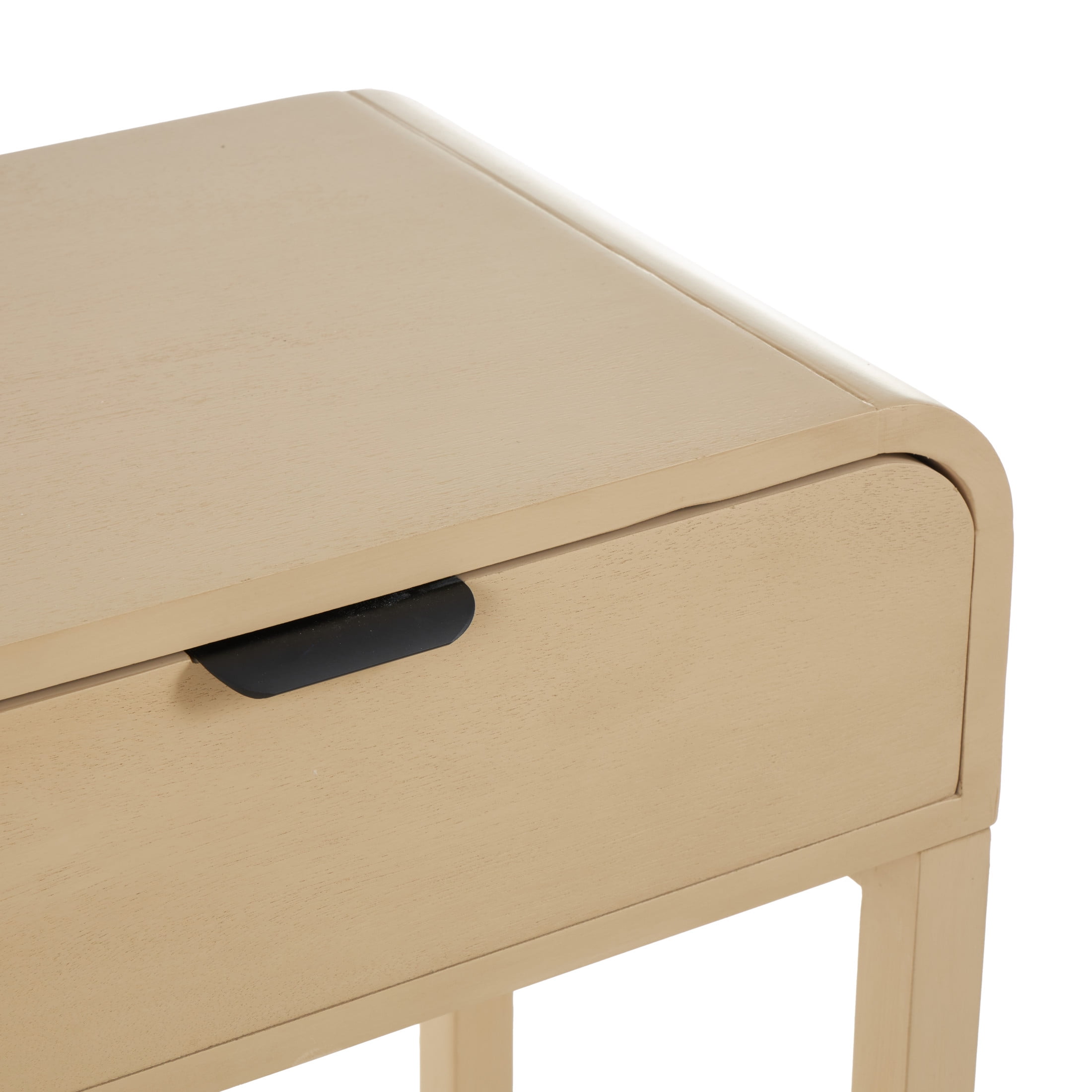 DecMode 36" x 30" Beige Wood Handmade 2 Drawer Console Table with Black Handles, 1-Piece