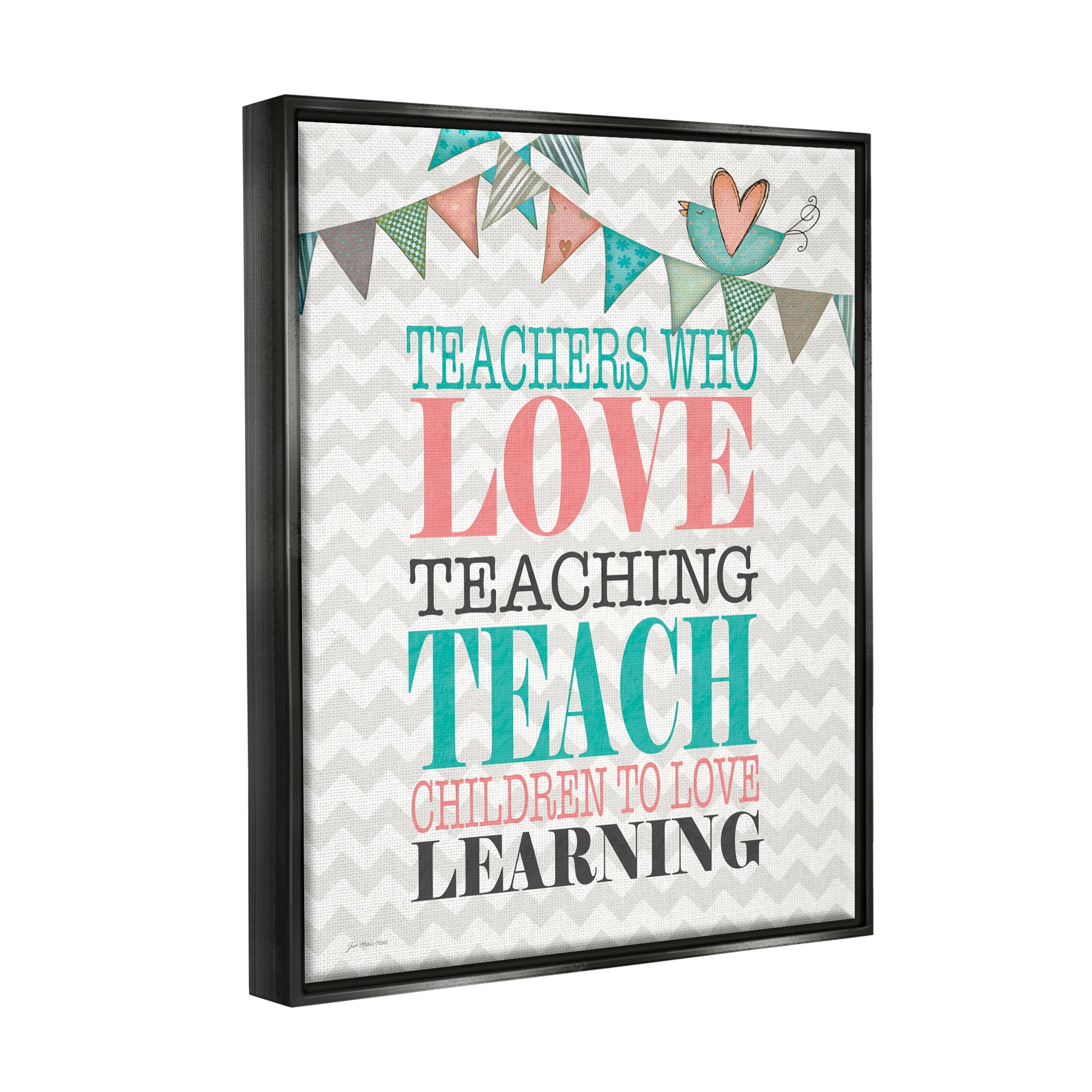 Stupell Teach Children To Love Learning Phrase Inspirational Painting Black Floater Framed Art Print Wall Art