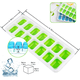 thumbnail image 3 of 2 cubiteras de silicona con tapa, 14 compartimentos con tapa antiderrames extraíble, forma de cubito de hielo adecuada para formas de cubitos de hielo azul y verde, 3 of 8