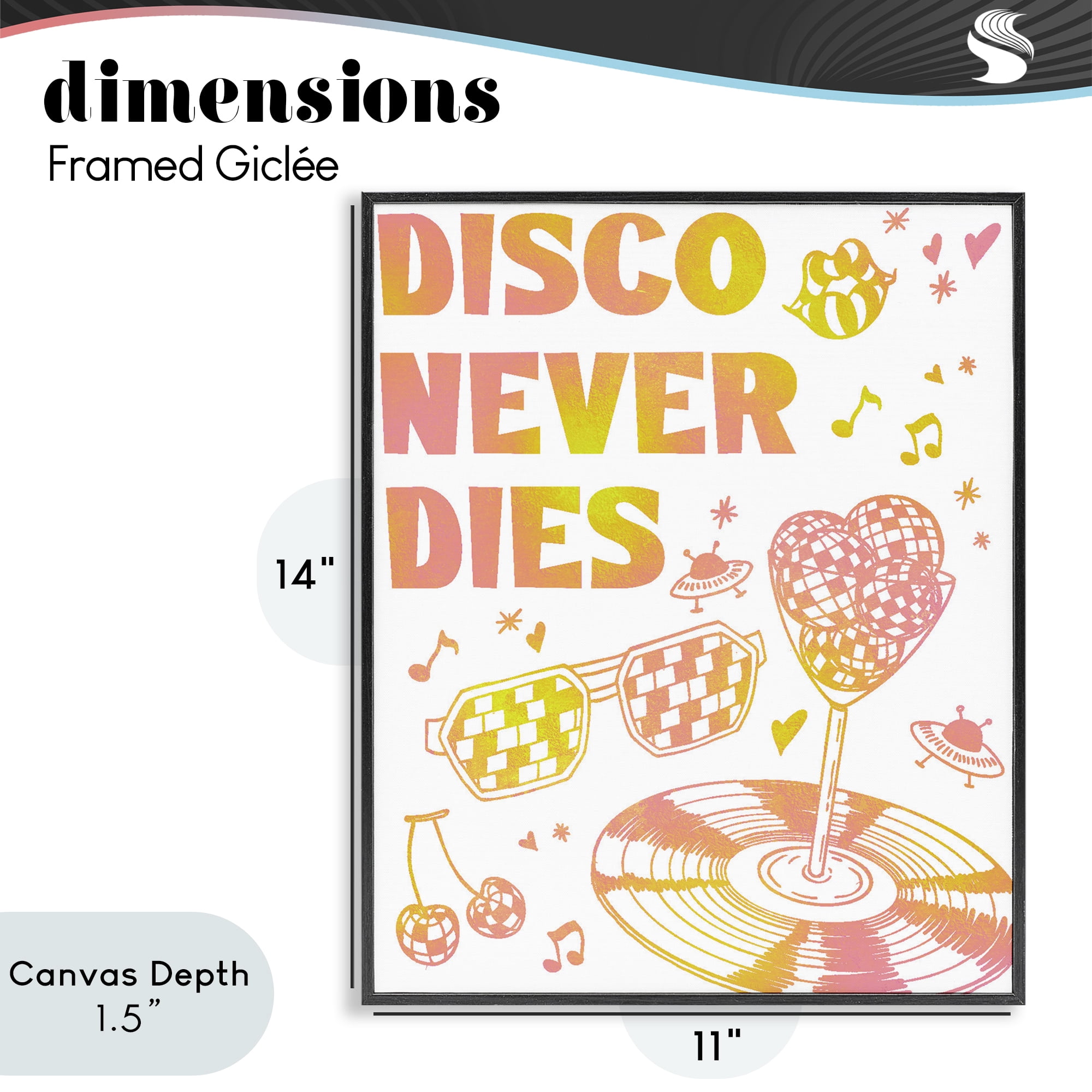 Stupell Industries Disco Never Dies Black Framed Giclee Art, design by Ziwei Li