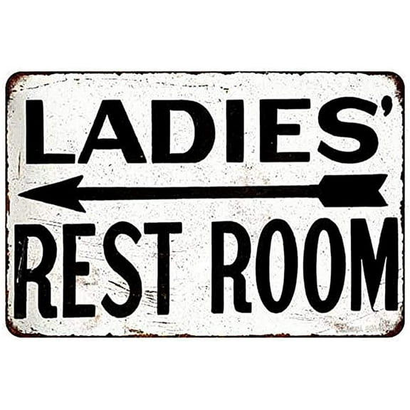 Vintage Tin Poster Ladies Restroom Left Arrow Metal Tin Sign 8x12 Inch Retro Art Home Kitchen Bar Restaurant Garden Garage Classic Wall Decor Metal Plaque New