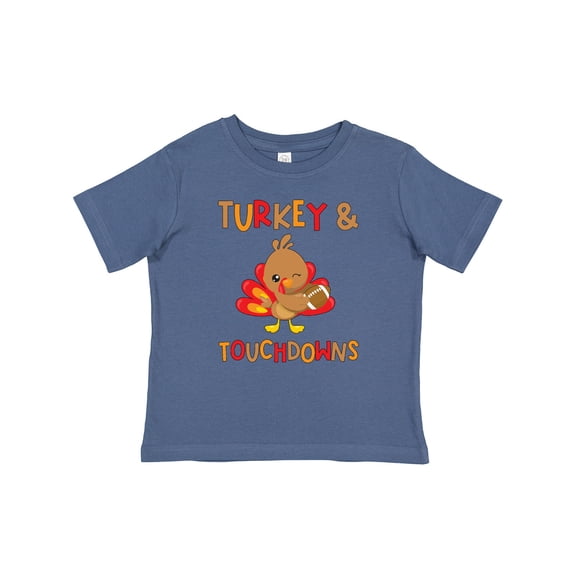 Inktastic Turkey and Touchdowns Cute Thanksgiving Football Design Boys or Girls Baby T-Shirt