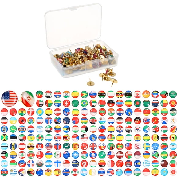 194X Practical Thumb Tack National Flag Pattern Head Push Pin Thumbtack for Hanging Photo Wall Map Bulletin Board Poster