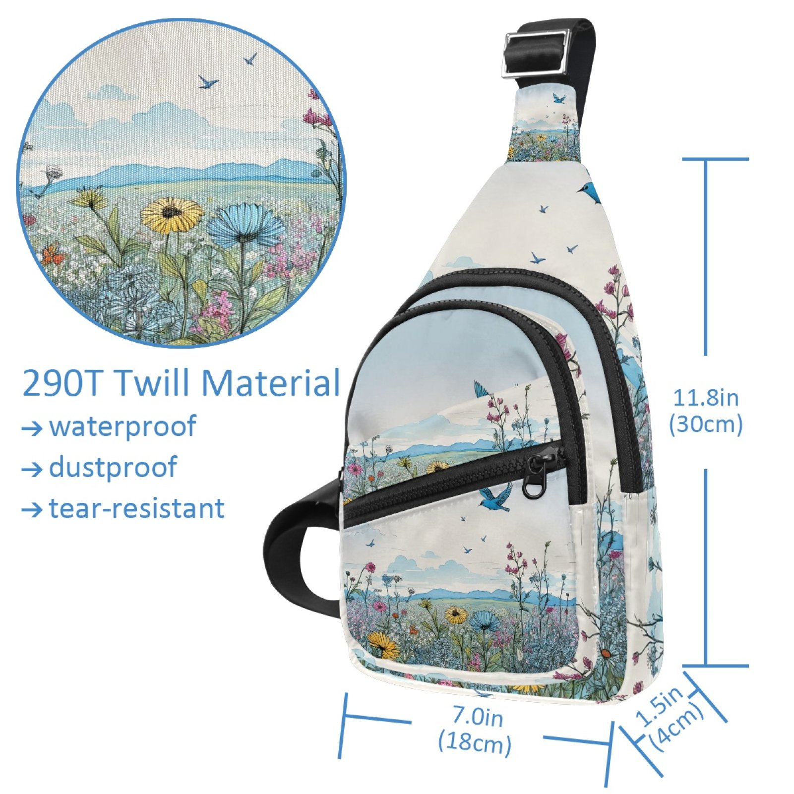 ERJLKXP Spring Daisy Flower Small Mens Women Crossbody Chest Bag, Travel Over Shoulder Sling Bag Backpack Men Side Bag,Daypack