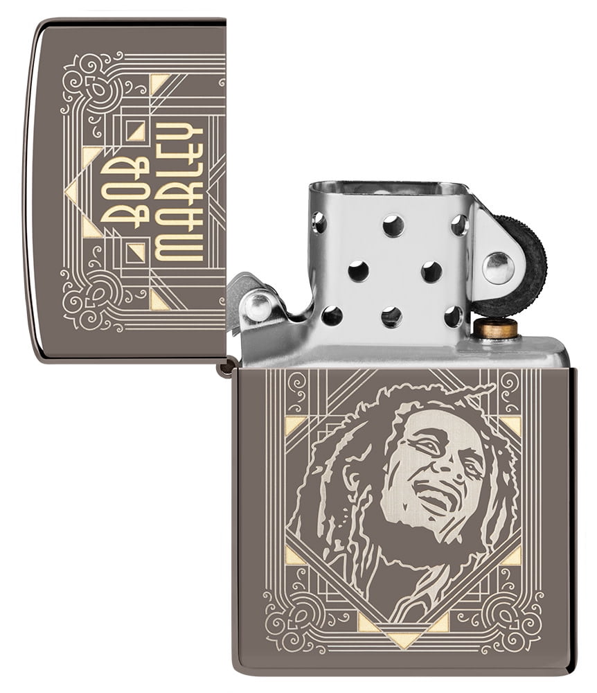 Zippo Bob Marley Laser Two Tone Black Ice Pocket Lighter