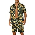 thumbnail image 1 of Conjunto de Camisas Impresas INSPIRE CHIC de Verano para Hombre de Mangas Cortas, Atuendo Hawaiano de Bloque de Color en Azul Marino, 1 of 4