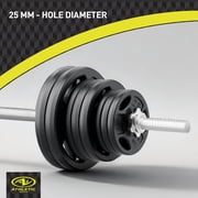 Athletic Works 100LB Black Cast Iron Standard Weight Plate Sets, Used as Both Dumbbell and Barbell,1-inch Holes Fit Standard Sized Bar
