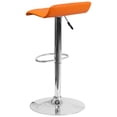thumbnail image 3 of Contemporary Orange Vinyl Adjustable Height Barstool with Quilted Wave Seat and Chrome Base, 3 of 5