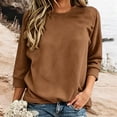 thumbnail image 3 of OGLCCG 3/4 Sleeve Sweatshirts for Women Fall Winter Crewneck Women's Pullover Top Loose Fit Basic Fleece Sweatshirts,S-XXL, 3 of 5