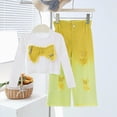 thumbnail image 2 of NOLDARES Infant Kid Girl Cute Fall Clothes Set2pcs Long Sleeve Crewneck Sweatshirt and Pants Print Outfits Clothing(Yellow,9-10 Y), 2 of 4