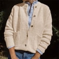 thumbnail image 2 of VISALY Cropped Cardigan Cardigan with Pockets Women's Knit Cardigan Sweaters Casual Long Sleeve Open Front Button Up Ribbed Fall Sweater Jackets Crewneck Cardigan Business Casual Cardigans B L, 2 of 6