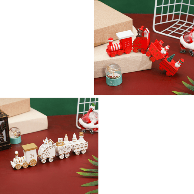Decoraciones navideñas de tren de madera, decoraciones de escritorio, regalos de Navidad para niños, 2 uds. JM JM