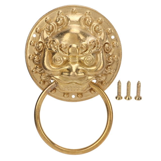 Knocker de Porte Style Chinois Style Tête d'Animal Modelé Laiton Antique Facile Installer Résistant à la Corrosion Knocker de Porte en Laiton