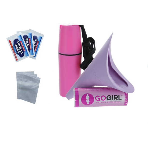 Go Girl Female Urination Device, Lavender & Pink Holder Extra Baggies/Wipes