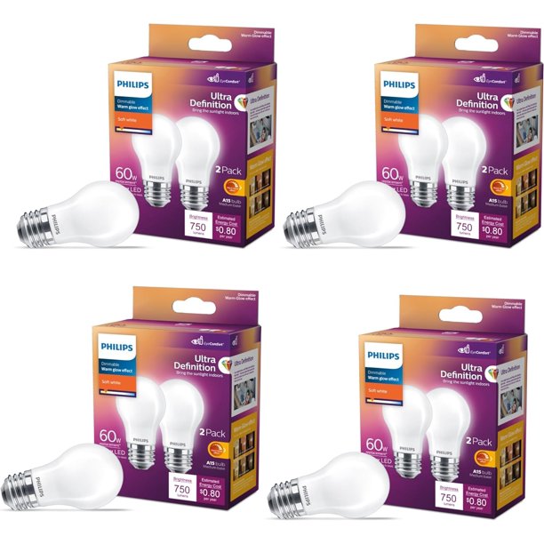 Philips LED A15 Frosted Ultra Definition Dimmable LED Light Bulbs