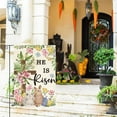 thumbnail image 4 of Darzheoy He Is Risen Easter Garden Flag 27.6x39.4 Inch Double Sided Outside, Bunnies Flowers Cross Yard Outdoor Decoration, 4 of 6