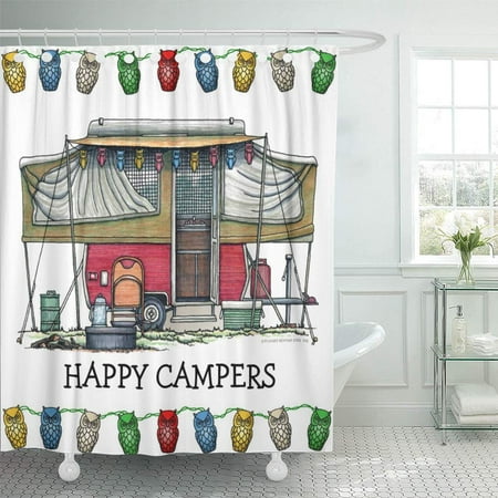 Xddja Camping Cute Rv Vintage Popup, Rv Shower Curtain Ideas