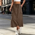 thumbnail image 2 of ShomPort Women's Cargo Skirts Long Skirt Flap Pockets Drawstring Elastic Waist Ankle Length Trendy Summer Skirt, 2 of 7