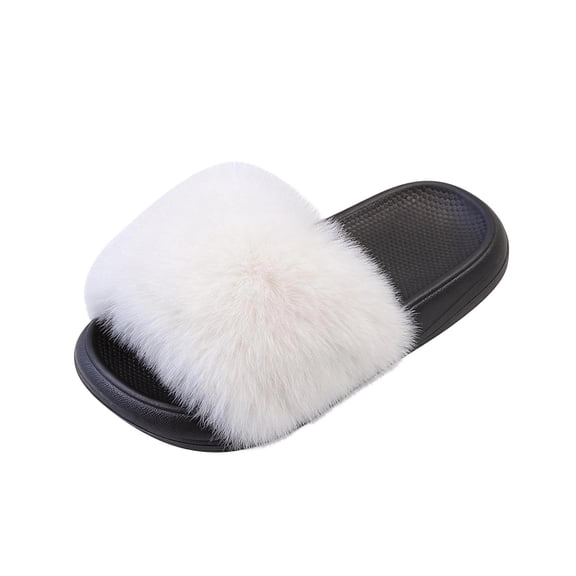 XIYON Girls Slippers Kids Fuzzy Open Toe House Shoes Warm Winter Slip On Cozy Bedroom Slippers