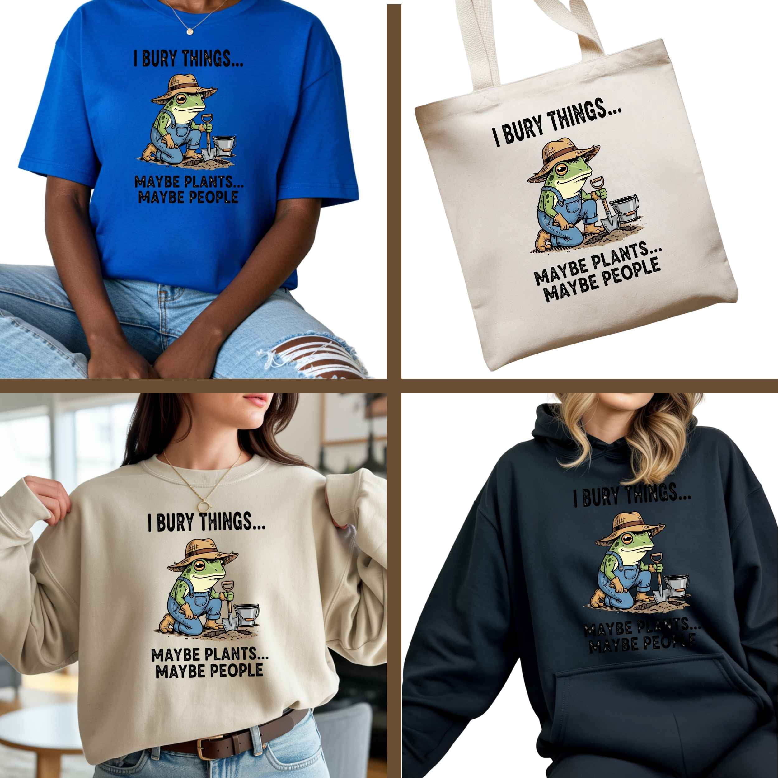 I Bury Things! 9-Piece Bundle for Crafters & DIY – 3 Eco-Solvent Transfers + 3 Sublimation Transfers Ready to Press for Shirts, Mugs & Tumblers + 3 Matching 2” Stickers
