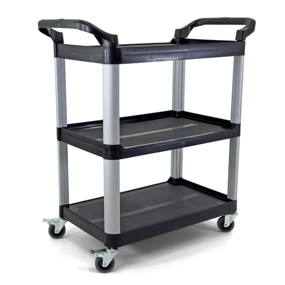 Heavy-Duty Utility Service Cart Rolling lightweight, Black, 33" x 37" x 16"