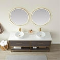 thumbnail image 5 of Vinnova Murica 72" White Top and Vessel Sink Double Vanity Oak Wood Gold Frame, 5 of 9