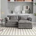 thumbnail image 2 of Modern Chenille Fabric Oversized Double Sofa with Footstool (76.77*29.53*31.10inch), 2 of 23