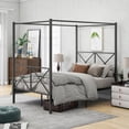 thumbnail image 5 of Full Size Metal Platform Bed Frame with X Shaped Frame, Black, No Box Spring Needed, for Bedroom, 5 of 8