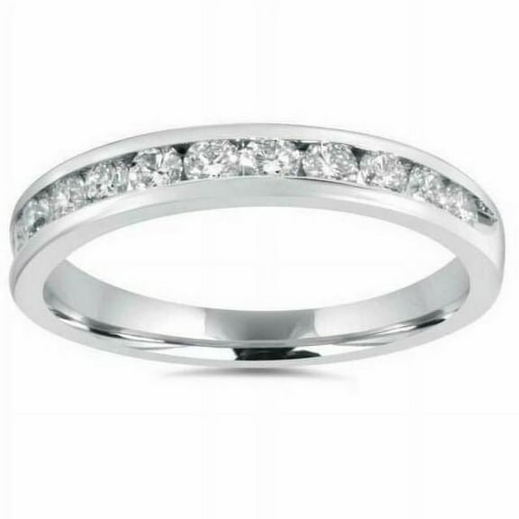 1CT Lab Grown Diamond Round Cut Half Eternity Ring 14K White Gold Fine Jewelry for Women Gifts