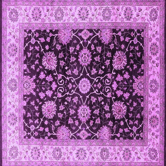 Ahgly Company Indoor Square Oriental Purple Traditional Area Rugs, 7' Square