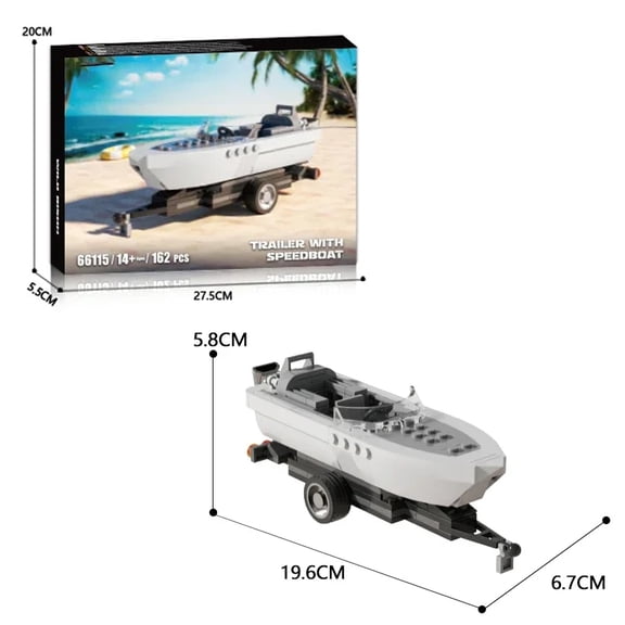 163PCS Tugboat Building Blocks Trailer With Sea Speedboat Model Bricks Desktop Decoration Kids Education DIY Toys Holiday Gifts