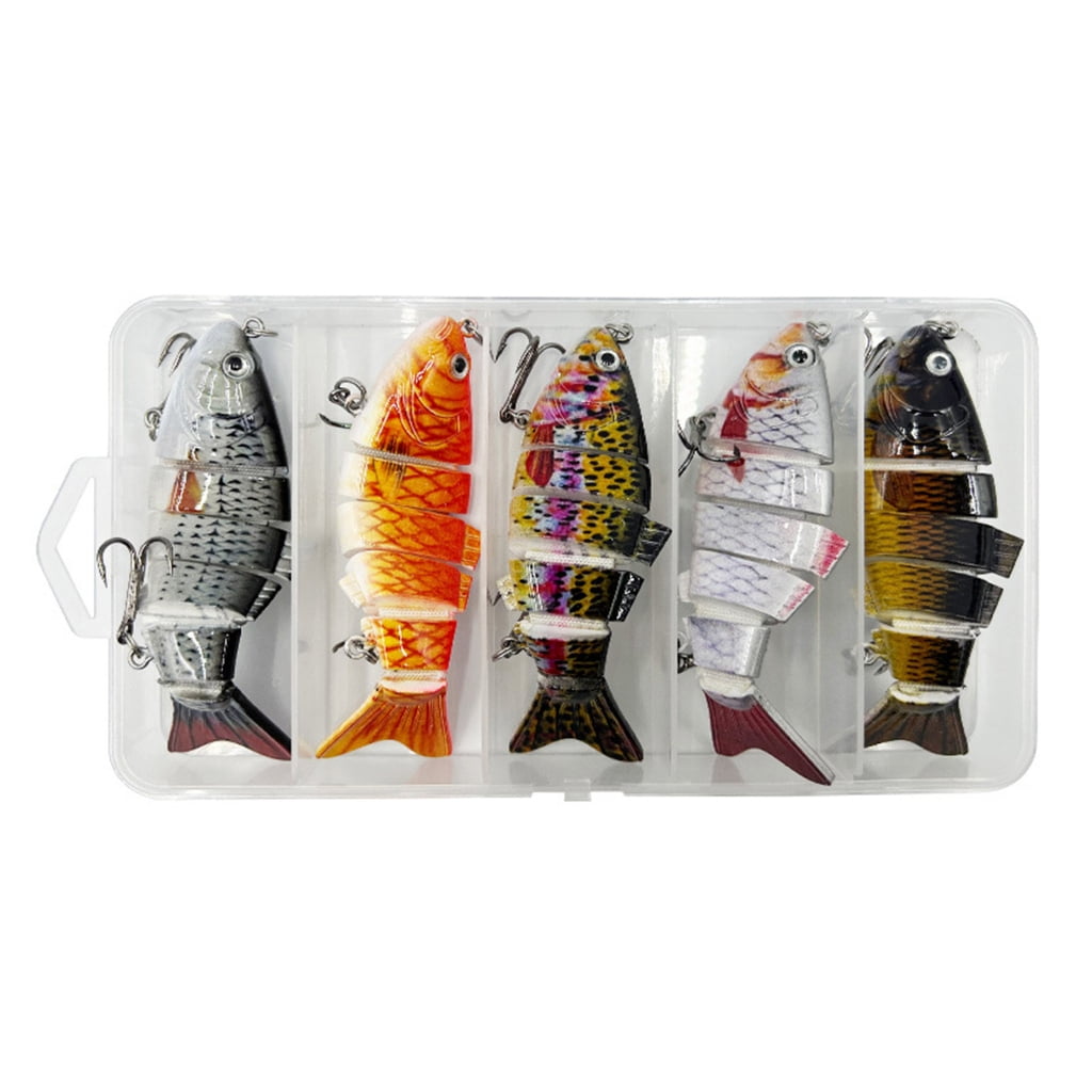 Aellinatey 5 Pcs Fishing Lures Multi Jointed Swimbait Hard Baits Slow Sinking Simulated Swimming Lures for Freshwater Saltwater