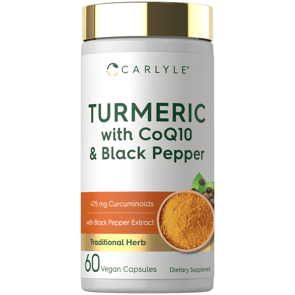 Turmeric with Black Pepper Extract | 60 Capsules | Complex with CoQ10 | by Carlyle