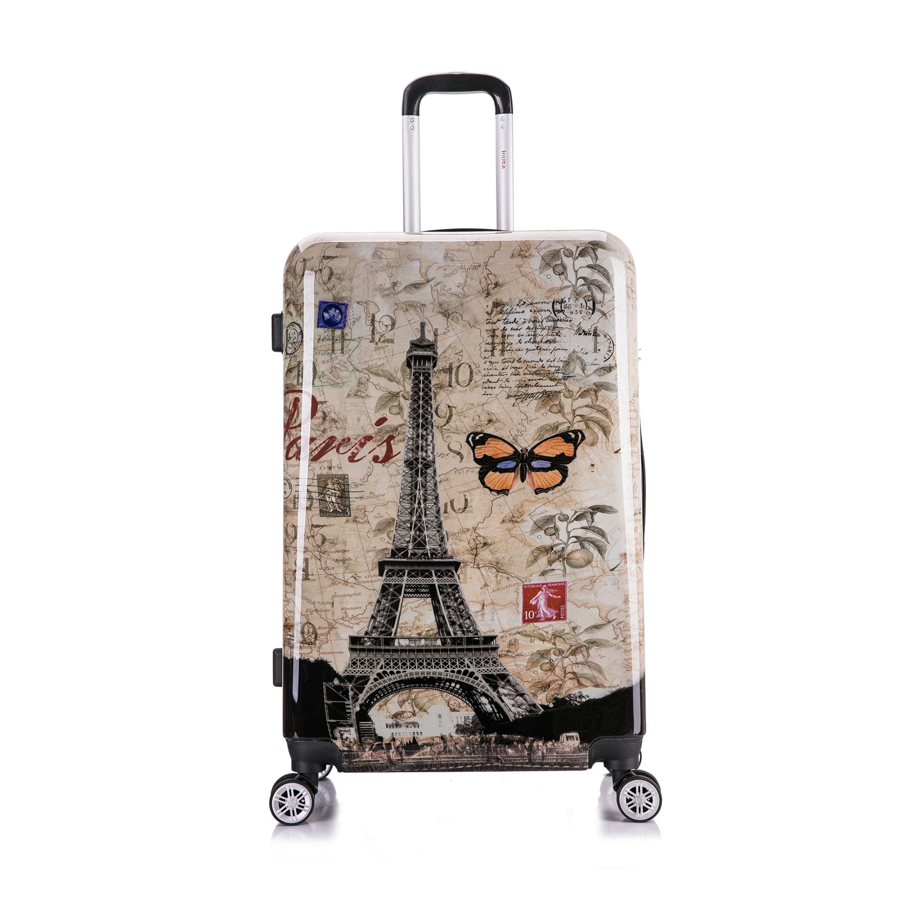 InUSA Print 28" Hardside Lightweight Luggage with Spinner Wheels, Handle and Trolley, Paris