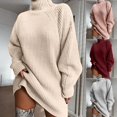 thumbnail image 2 of Automne et Hiver Robe Chandail à Manches Longues raglan Demi-Col Roulé, 2 of 5