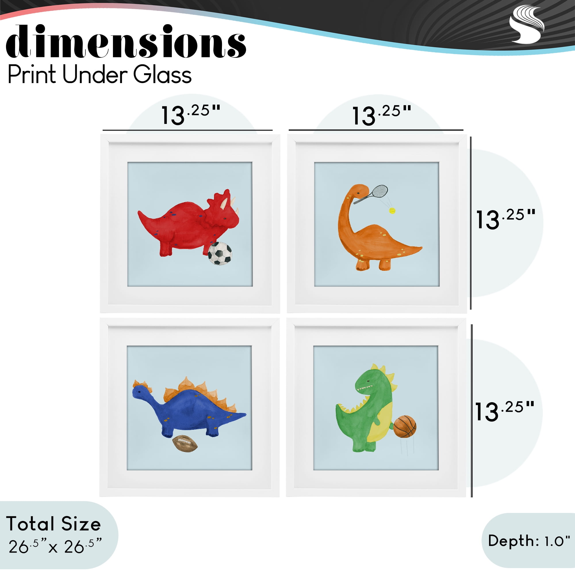 Stupell Industries Cute Animals Playing Sports 4 Piece White Framed Print Under Glass Set, design by Lucille Price